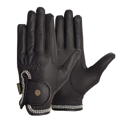 AK Horse Riding Gloves for Competition & Dressing with Crystal Diamante