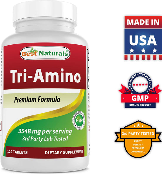 Best Naturals Tri-Amino with L-Arginine, L-Ornithine, L-Lysine 120 Tablets (New Improved Formula)