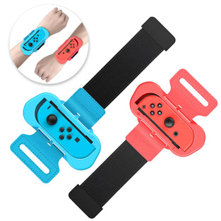Wrist Bands for Just Dance 2024 2023 2022 and for Zumba Burn It Up - Upgraded Adjustable Elastic Straps for Nintendo Switch & Switch OLED Dance Games, 2 Pack Armbands for Adults and Kids (Red & Blue)