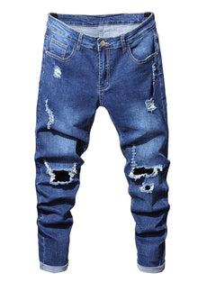 Boy Skinny Jeans Fit Ripped Destroyed Distressed Stretch Slim Jeans Pants