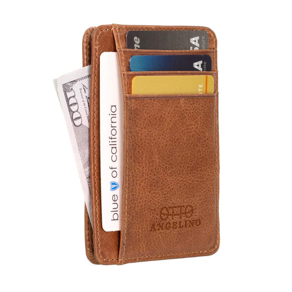 Otto Angelino Men's OTTO87 Accessory-Travel Wallet, Brown, One Size