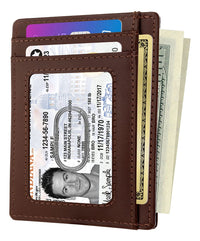 SKENZBI Slim Wallet Card Holder RFID Front Pocket Wallet Minimalist Secure Thin Credit Card Holder Slim Minimalist Front Pocket RFID Blocking Leather Wallets for Men Women(Brown Edition)