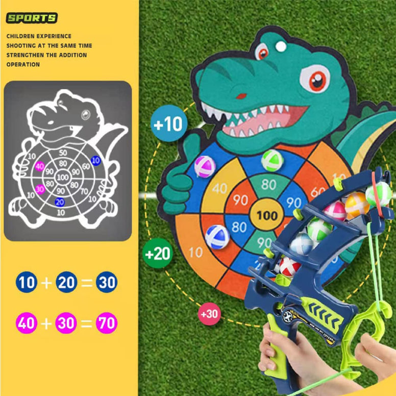 Beauenty Target Shooting Games Kids Toys, Safe Shooting Games Toys, 1 Dinosaur Bow and Arrow with 24 Sticky Balls for 4 5 6 7 8 9 Years Old Boys Girls Toy Set Gift (Dinosaur Shooting Games)