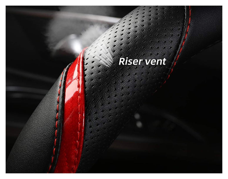 For Peugeot 3008 4008 5008 Car Steering Wheel Cover Carbon Fibre + PU Leather Auto Accessories interior (Color : Black)
