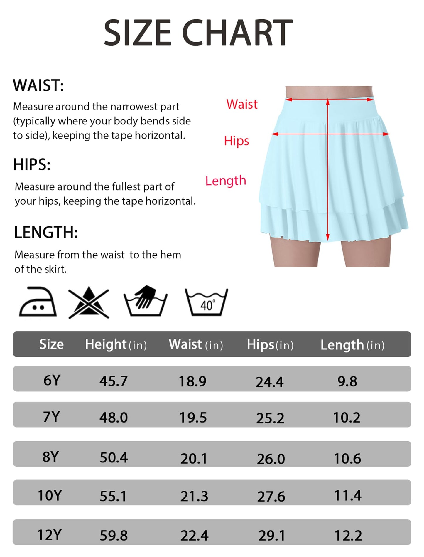 EXARUS Girls Athletic Tennis Skirts Flowy with Shorts Pockets Cheer Golf Mini Skorts High Waisted Tiered Skirt Sports 6 Years