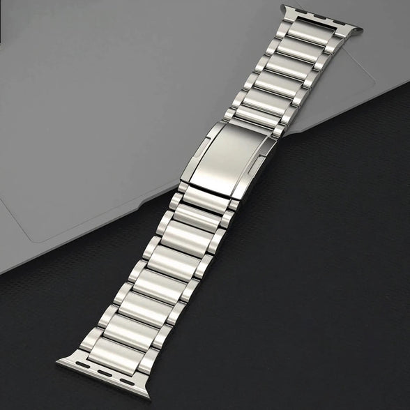 Dado Titanium Metal Watch Band Compatible with Apple Watch Series Ultra 2 | 9 | 8 Ultra | 8 | 7 | 6 | 5 49/45/44/42 mm, Light Wieght with Double Button Clasp Strap