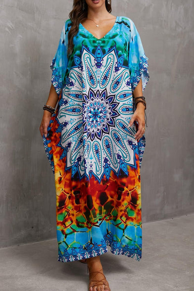 YouKD Wemon's Summer Long Kaftan Bohemian Maxi Kimono Dress Swimsuit Beach Cover Up Robes