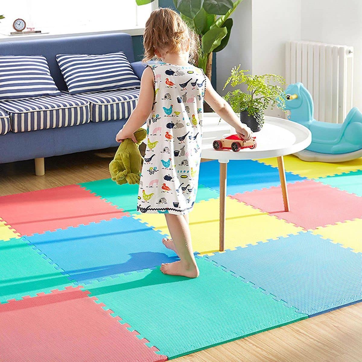 COOLBABY Colorful Puzzle Exercise Floor Mat, EVA Interlocking Foam Play Mat EVA Foam Kids Rug Puzzle Floor Playmat 60 * 60 CM 4 Piece Set