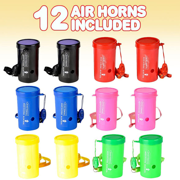 ArtCreativity 3 Inch Mini Air Horns - Pack of 12 - Noisemakers for Sporting Events, Parties, Celebrations, Fun Birthday Party Favors and Goodie Bag Fillers for Kids and Adults