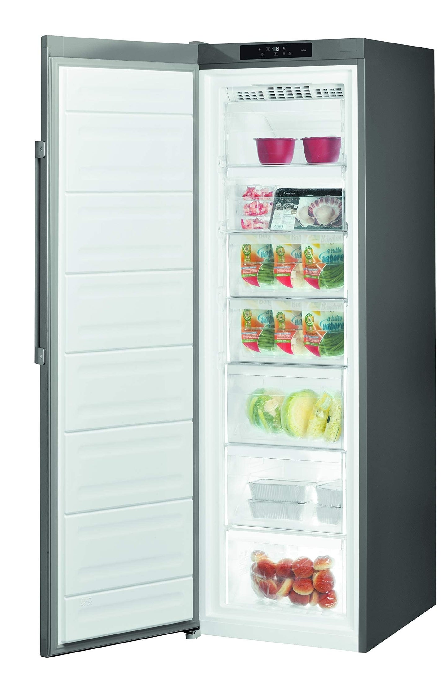 Ariston 260 Liters Upright Freestanding Freezer, Fast Freezing, Reversible Door, Interior Light, Electronic Control, 7 Compartment, Frost Free Defrost, Optic Inox, Made In Turkey, UA8F1CXUK