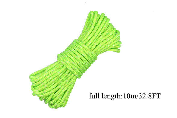 Outdoor Camping Luminous Rope Tent Rope Wind Rope Bold High Strength Nail Rope Canopy Fixed Wind Rope Total Length 10m