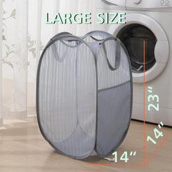 Solidly Handy Laundry Mesh Popup Hamper,Foldable Lightweight Pop up Basket for Washing,Durable Clothing Clothes Storage for Kids Room,Students College Dorm,Home,Travel & Camping(Grey 23"H)