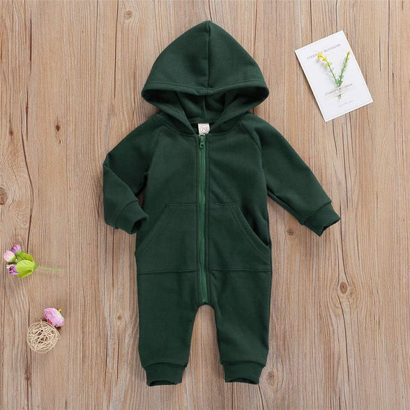 FYBITBO Infant Baby Boys Girls Clothing Zipper Hooded Jumpsuit Romper Long Sleeve Onesie Outfit Fall Winter Warm Clothes (0-3 Months)
