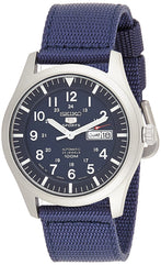 Seiko Men's Automatic Watch With Analog Display And Nylon Strap Snzg11J1, Blue