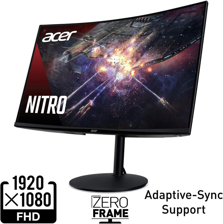 Acer Nitro 31.5 Inch Gaming Monitor 1500R Curved Full Hd (1920 X 1080) Va Zero-Frame With Adaptive-Sync Technology, 240Hz, 1Ms Vrb, (Display Port & 2 Hdmi Ports), Black(Xz320Q)2 Years Warranty