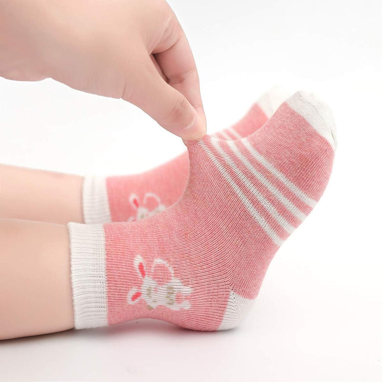 Cotton Coming Pink Cotton Baby Girl Socks, 9 Pairs Cute Socks for Baby Girls