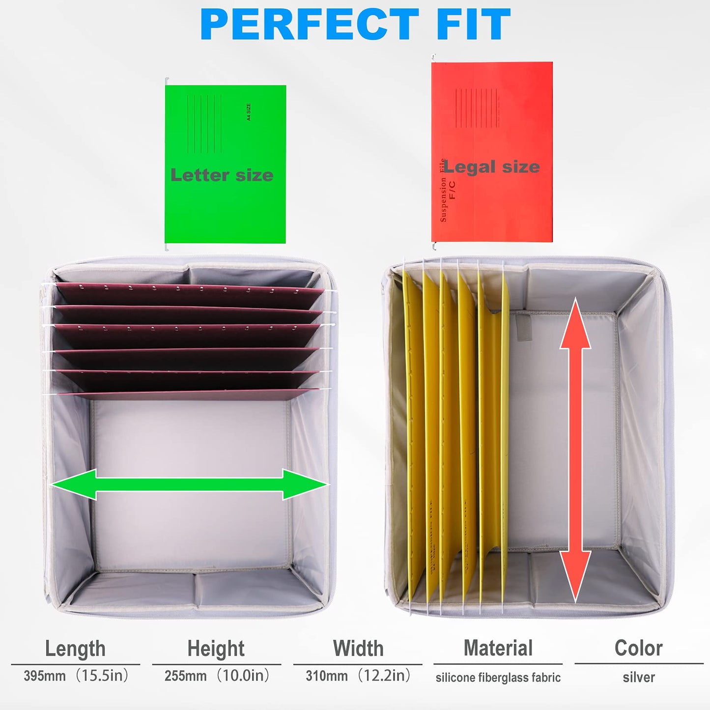 Fireproof File Storage Box, File Organizer with Lock,Hanging Letter/Legal Filing Folder Box, Collapsible Document Box with Handle, Office Storage Bin Suitable for Letter/Legal Size Folder, Toys, Tools