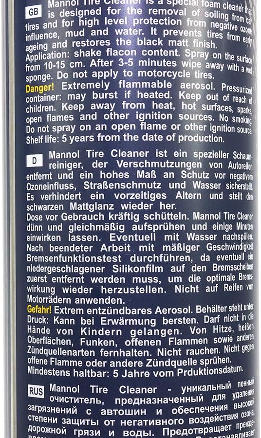 MANNOL 9673 - Premium German Tire Shine Cleaner Spray - 650 ml