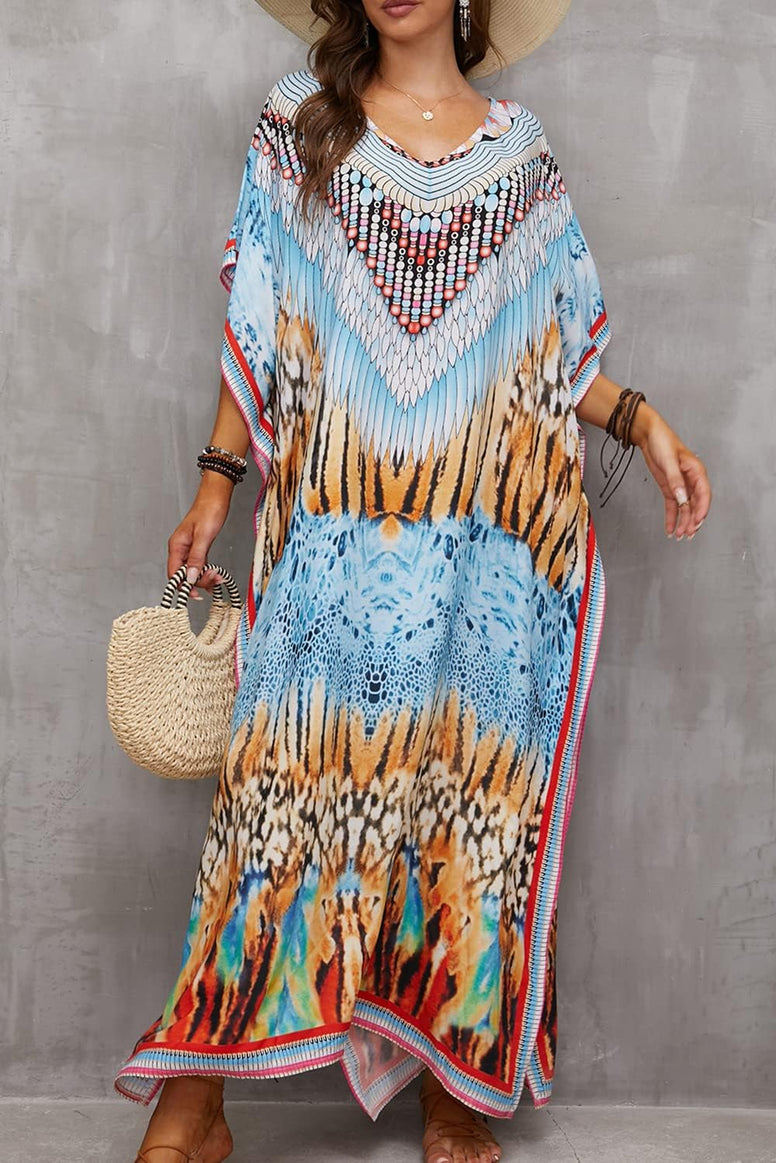 YouKD Wemon's Summer Long Kaftan Bohemian Maxi Kimono Dress Swimsuit Beach Cover Up Robes