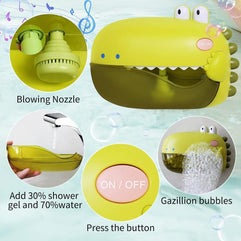 AM ANNA Bubble Bath Toys, Automatic Bubble Maker for Toddlers,Both Music/Silence Mode,Plays 12 Children’s Songs,Baby Bath Toys for The Baby Bathtub,Cute Dinosaur Bathtub Toys for Toddlers(Green)