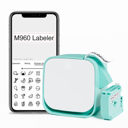 Vixic M960 Label Maker - Bluetooth Mini Label Maker Machine with Tape, Portable Handheld Label Printer,Easy to Use Smartphone Labeler for Home School Small Business Office Organization, Rechargeable