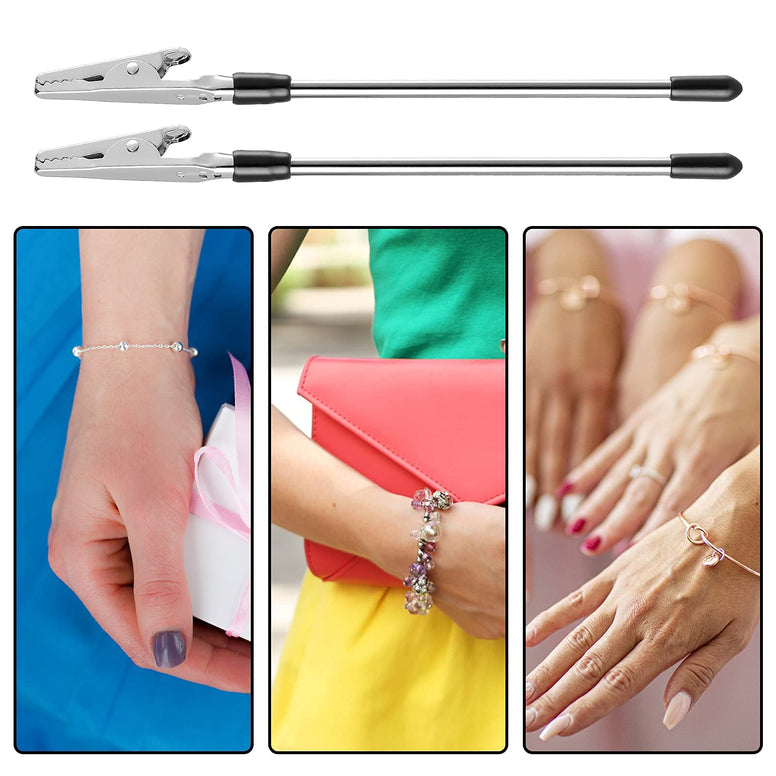 Yolev 2PCS Bracelet Jewelry Helper Tool Bracelet Clamp Jewelry Making Fastener for Fastening and Hooking Watch Bracelet Necklace