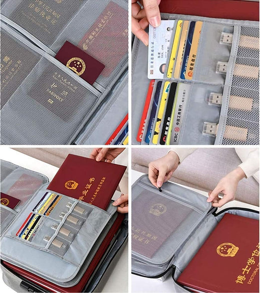 File Storage Bags, Waterproof Document Bag with Lock, Fireproof Document Organizer Bag, Multi-Layer Portable Filing Storage for Passport,Legal Documents,Files,Valuables