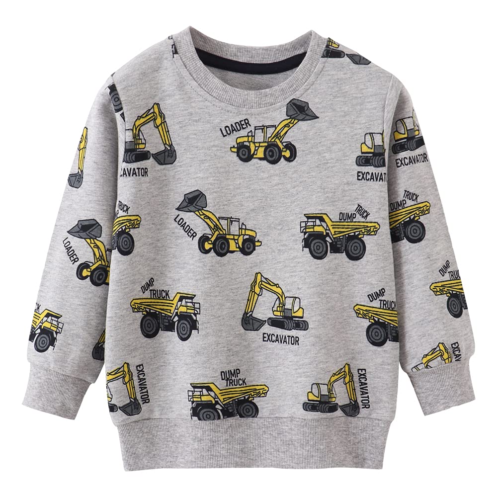 Toddler Boys Sweatshirts Kids Cotton Long Sleeve Crewneck Pullover Cartoon Print Shirts 2-7T