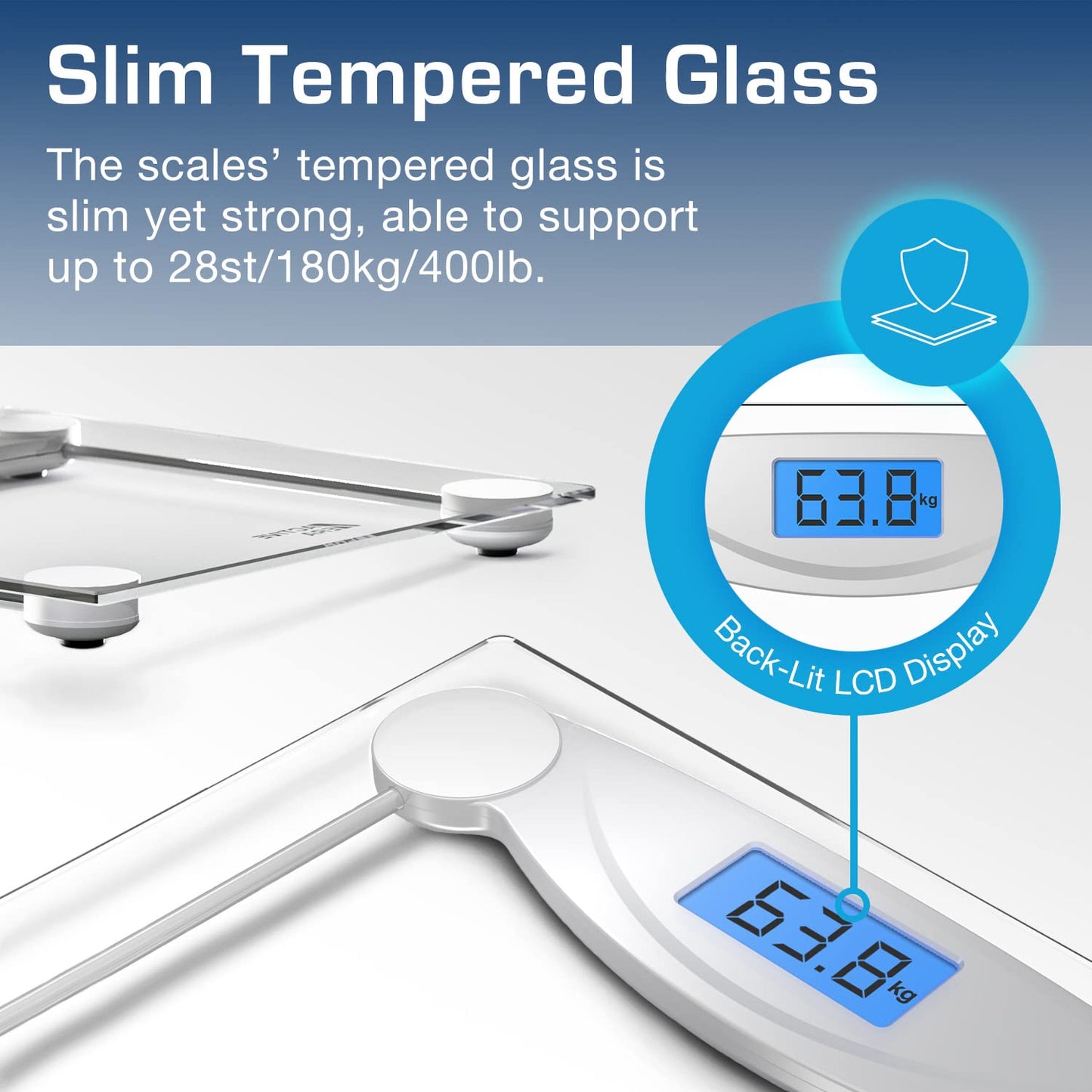 Active Era Weight Scale - Ultra Slim Digital Bathroom Scales for Body Weight with High Precision Sensors and Tempered Glass (Stone/kgs/lbs)