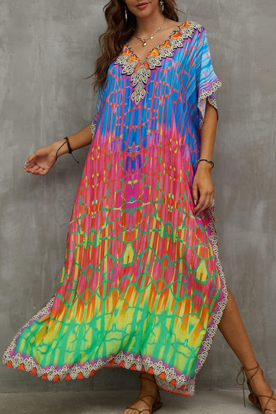 YouKD Wemon's Summer Long Kaftan Bohemian Maxi Kimono Dress Swimsuit Beach Cover Up Robes