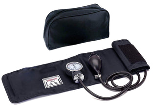 Santamedical Adult Deluxe Aneroid Sphygmomanometer - Professional Blood Pressure Monitor with Adult black cuff and Carrying case (Light Black), 1 Count (Pack of 1)