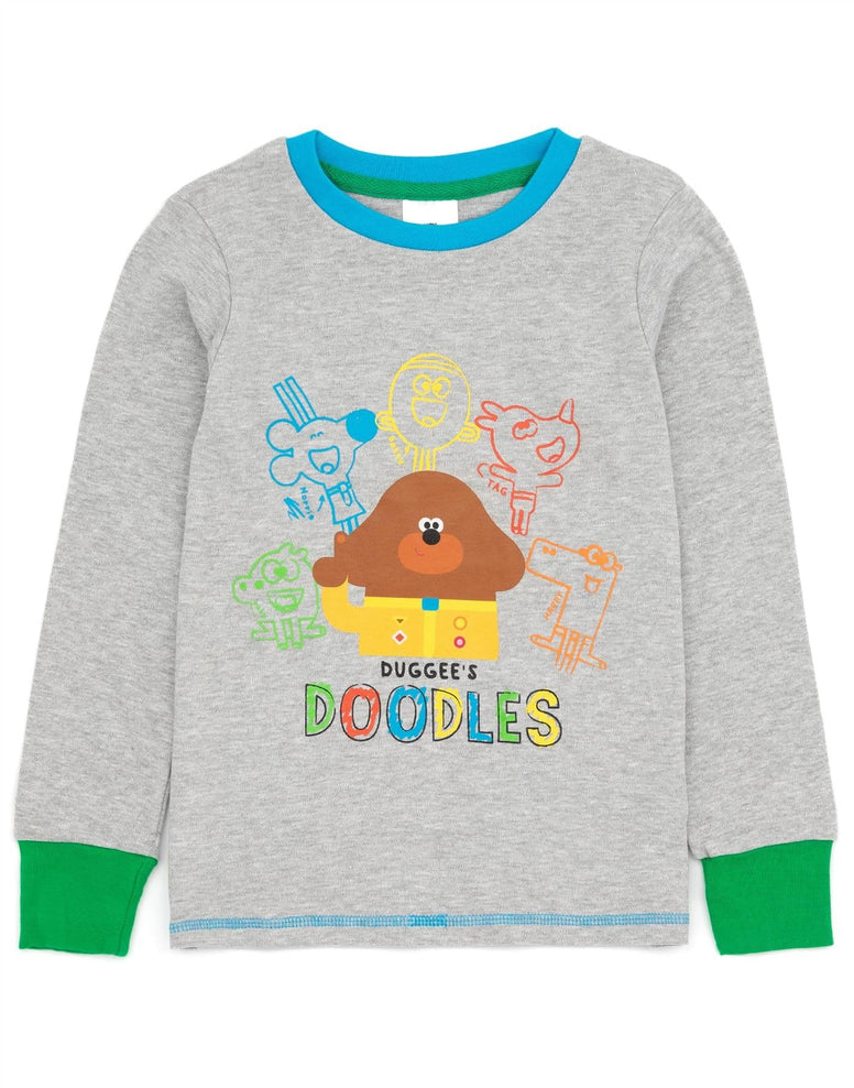 Hey Duggee 7 Piece Pyjamas Set Kids | Grey T-Shirt Blue Leggings Pjs 2 Vests 3 Underwear Pants Roly Tag Norrie Happy Characters Doodles Graphics 18-24 Months