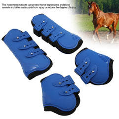 Horse Sport Boots Set of 4, PU Shell Front and Hind Horse Tendon Fetlock Brace Guard Boots for Riding, Shock Absorbing, Jumping, Horse Leggins Boots(L)
