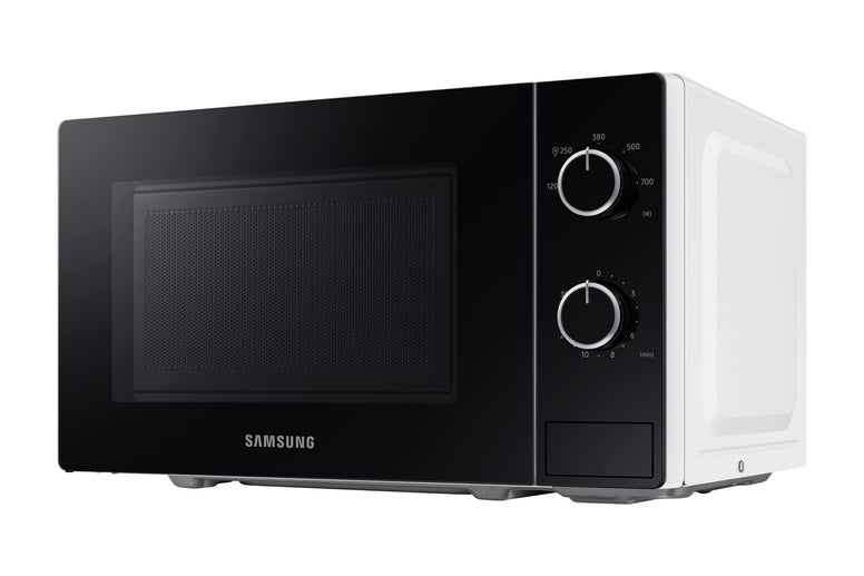 Samsung Solo Microwave Oven with Full Glass Door, 20L, White, Dual Dial, MS20A3010AH/SG, 1 Year Warranty