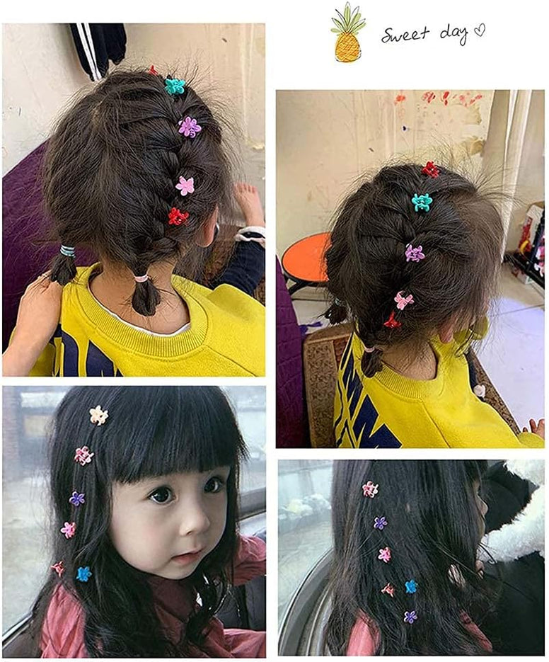 KASTWAVE 60Pcs Baby Girl Mini Hair Claw Clips Flower Hair Bangs Pin Baby Girl Hair Accessories Clips Color Clip