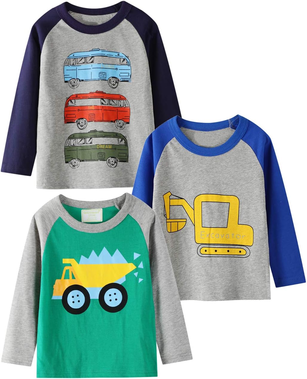 Toddler Boy Tees Short Sleeve Tops T-Shirt Summer Graphic Crewneck Cotton Casual Tshirt 3 Packs Sets 2Y