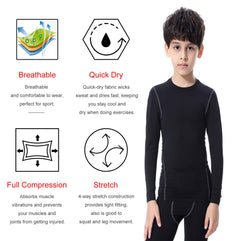 1 or 3 Pack Youth Boys Compression Shirt Football Undershirt Long Sleeve Athletic Shirts Soccer Workout Base Layer