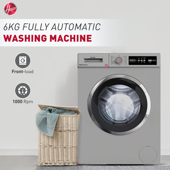 Hoover Hoover 6 Kg Front Load Fully Automatic Washing Machine, 1000 Rpm 15 Programs, Electronic Control System, Easy To Operate Clothes Washer, Made In Turkey, HWM-V610-S (Silver)
