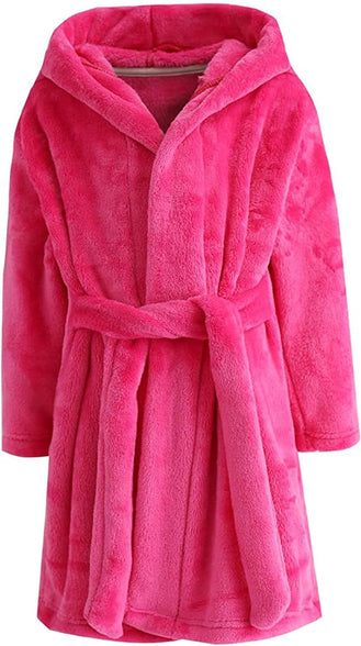 Kids Hooded Bathrobe Girls Soft Plush Hooded Flannel Pajamas Sleepwear Boys Spa Robe