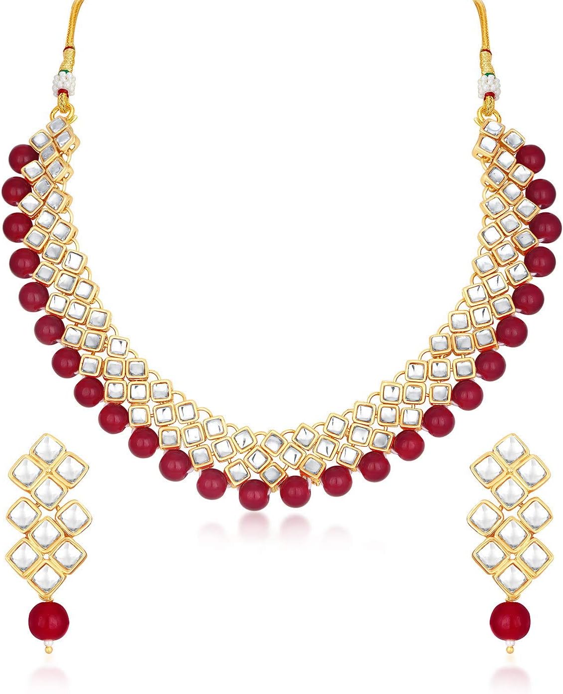 Sukkhi Exotic Kundan Gold Plated Wedding Jewellery Choker Necklace Set for Women (N73524)