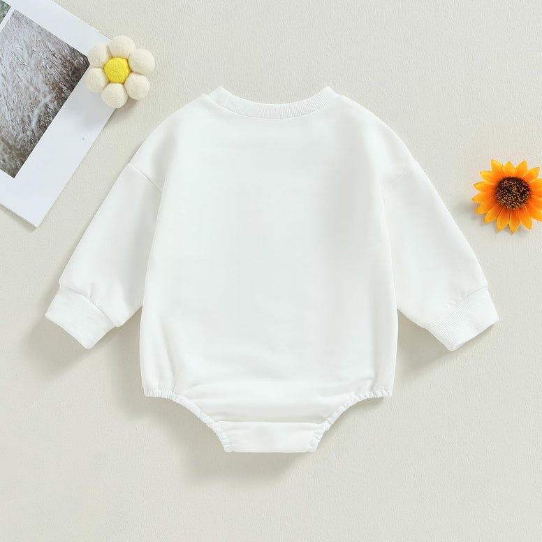 Infant Baby Girl Sweatshirt Romper Oversized Long Sleeve Bubble Romper Top Fall Winter Clothes 0-3 Months