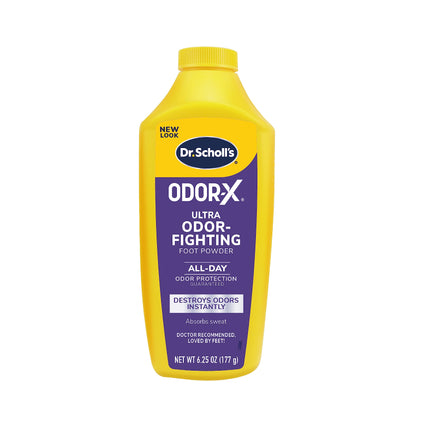 Dr. Scholl's Odor-Fighting X Foot Powder, Yellow, 6.25 Ounce (Pack of 3)