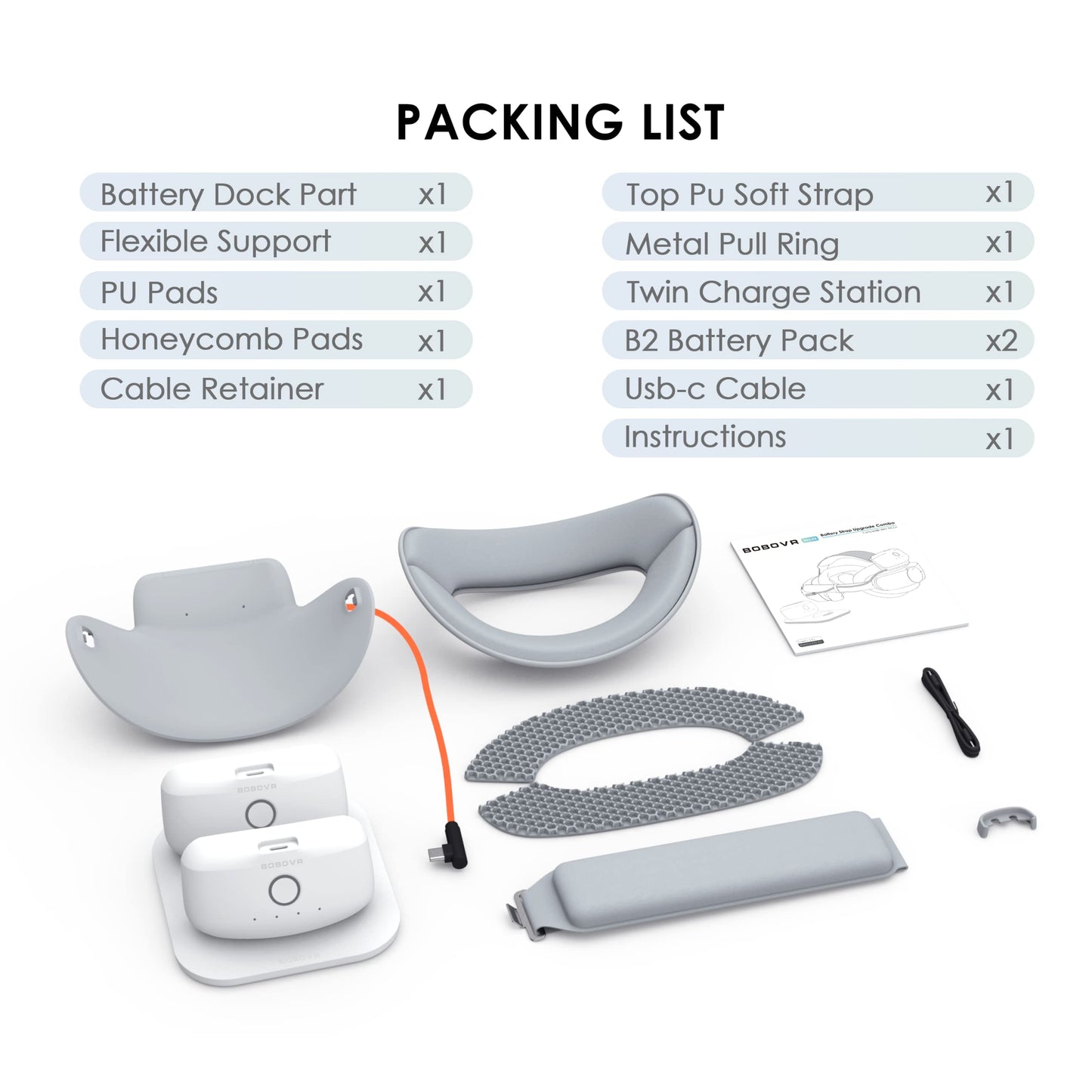 BOBOVR P4 Twin Battery Upgrade Combo - Compatible with Pico4 Accessories, Recirculating Power Supply System,Dual Battery Pack + Magnetic Charging Dock