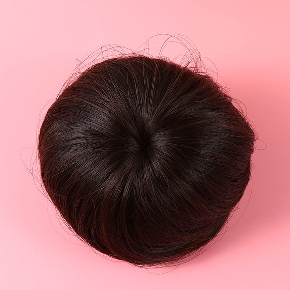 OSALADI Hair Extensions, Synthetic Hair Bun Wig Hair Chignon Wig Hair Plate Tool Hairpiece Wig Dark Brown