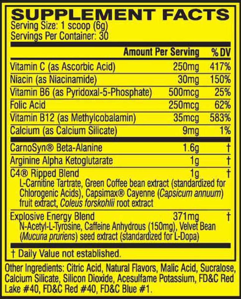 Cellucor C4 Ripped Explosive Pre-Workout - Tropical Punch - 30 Servings 180 Gm