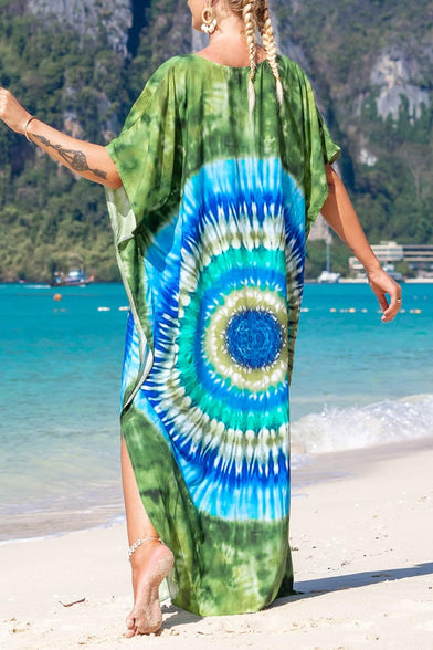 YouKD Summer Long Kaftan Bohemian Loungewear Beach Swimsuit Cover Up Maxi Dress for Women