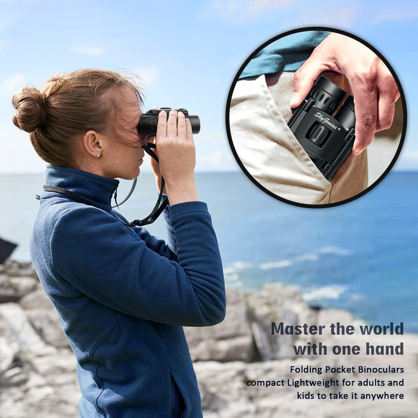 SkyGenius 8x21 Small Compact Lightweight Binoculars for Concert Theater Opera .Mini Pocket Folding Binoculars w/Fully Coated Lens for Travel Hiking Bird Watching Adults Kids(0.38lb)