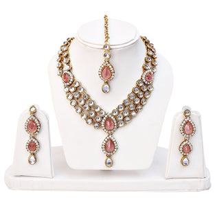 Shining Diva 18k Gold Plated Kundan Wedding Party Wear Stylish Necklace Jewellery Set for Women