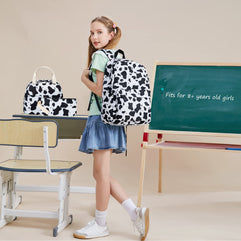 Girls School Backpack for Kids Teens, Elementary Middle School Backpacks Bookbag Set with Lunch Bag Pencil Case