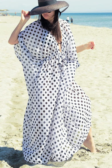 YouKD Summer Long Kaftan Dress Bohemian Roomy Beach Robe Cover Up Plus Size Dress for Women